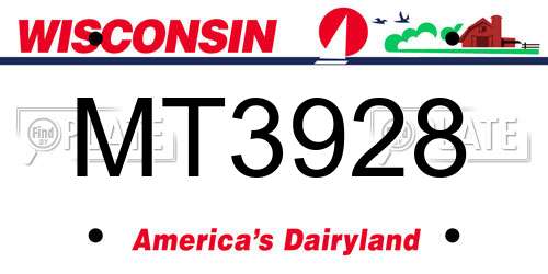 MT3928 Wisconsin License Plate