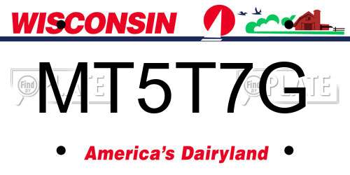MT5T7G Wisconsin License Plate