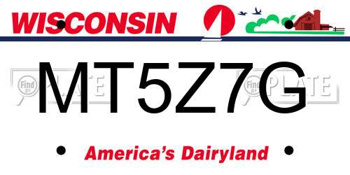 MT5Z7G Wisconsin License Plate