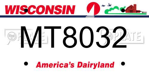 MT8032 Wisconsin License Plate