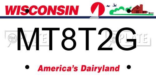 MT8T2G Wisconsin License Plate