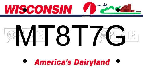 MT8T7G Wisconsin License Plate