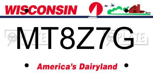 MT8Z7G Wisconsin License Plate