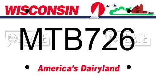 MTB726 Wisconsin License Plate