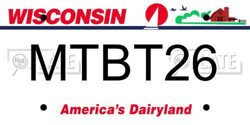 MTBT26 Wisconsin License Plate