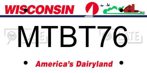MTBT76 Wisconsin License Plate