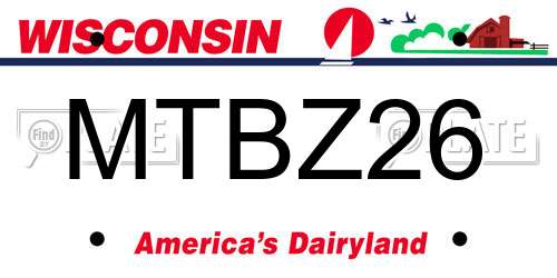 MTBZ26 Wisconsin License Plate