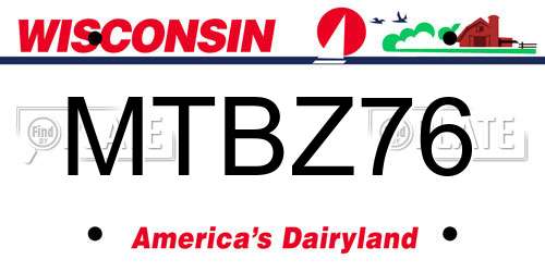 MTBZ76 Wisconsin License Plate