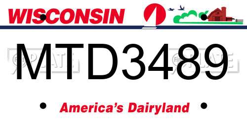 MTD3489 Wisconsin License Plate