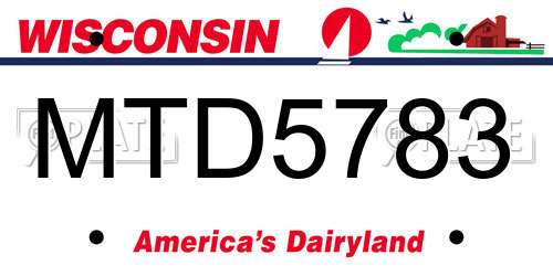 MTD5783 Wisconsin License Plate