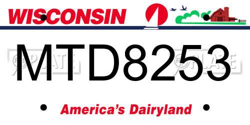 MTD8253 Wisconsin License Plate