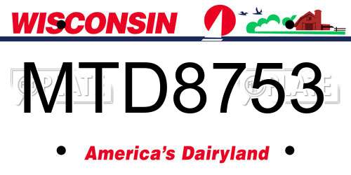 MTD8753 Wisconsin License Plate
