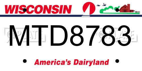 MTD8783 Wisconsin License Plate