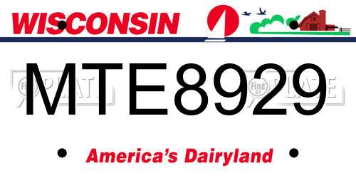 MTE8929 Wisconsin License Plate