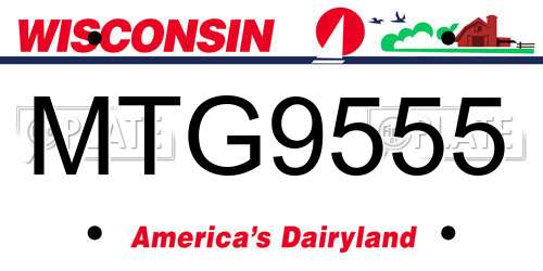 MTG9555 Wisconsin License Plate