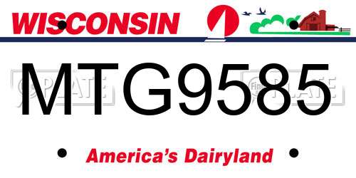 MTG9585 Wisconsin License Plate