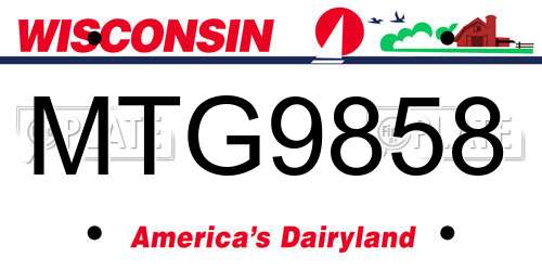 MTG9858 Wisconsin License Plate