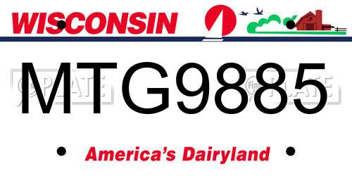MTG9885 Wisconsin License Plate
