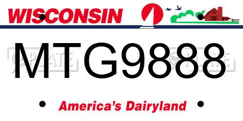 MTG9888 Wisconsin License Plate