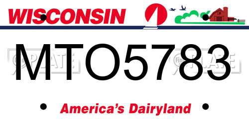 MTO5783 Wisconsin License Plate