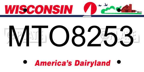 MTO8253 Wisconsin License Plate