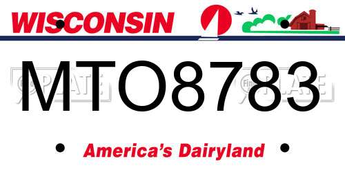 MTO8783 Wisconsin License Plate