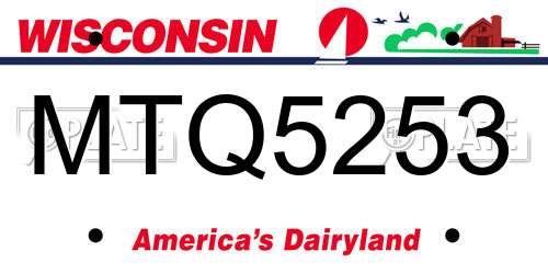 MTQ5253 Wisconsin License Plate