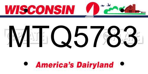 MTQ5783 Wisconsin License Plate