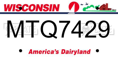 MTQ7429 Wisconsin License Plate