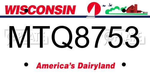MTQ8753 Wisconsin License Plate