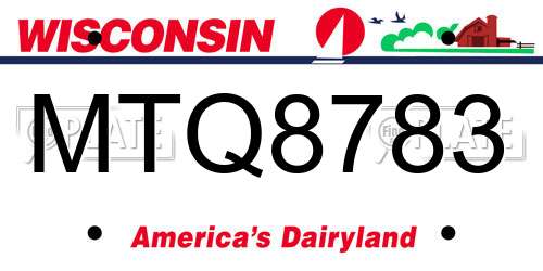MTQ8783 Wisconsin License Plate