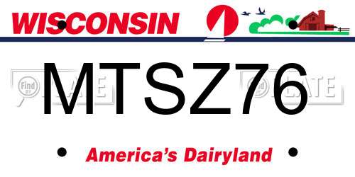 MTSZ76 Wisconsin License Plate