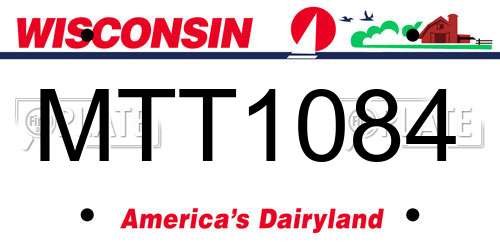 MTT1084 Wisconsin License Plate