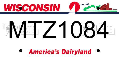 MTZ1084 Wisconsin License Plate
