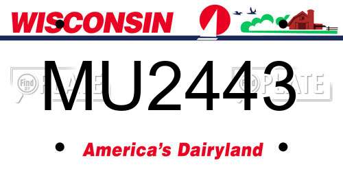MU2443 Wisconsin License Plate