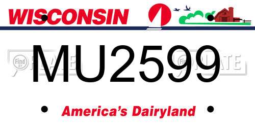 MU2599 Wisconsin License Plate