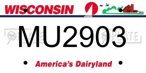 MU2903 Wisconsin License Plate