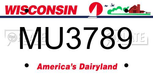 MU3789 Wisconsin License Plate