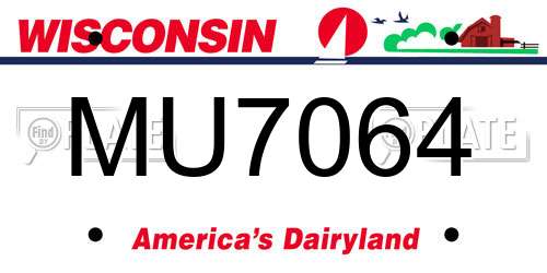 MU7064 Wisconsin License Plate