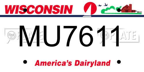MU7611 Wisconsin License Plate