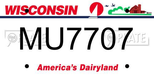 MU7707 Wisconsin License Plate