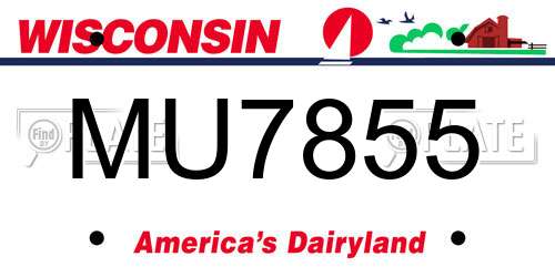 MU7855 Wisconsin License Plate