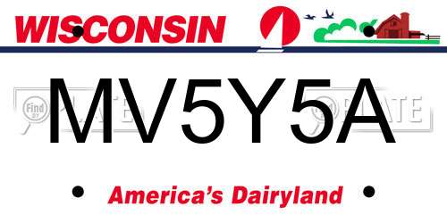 MV5Y5A Wisconsin License Plate