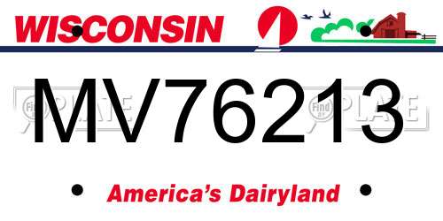 MV76213 Wisconsin License Plate