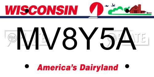 MV8Y5A Wisconsin License Plate
