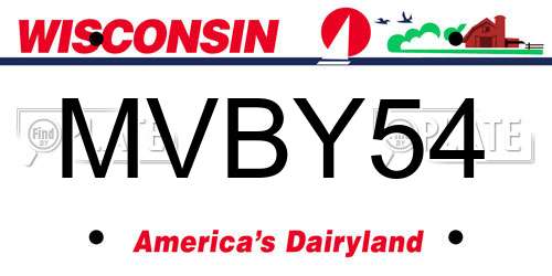 MVBY54 Wisconsin License Plate