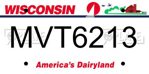 MVT6213 Wisconsin License Plate