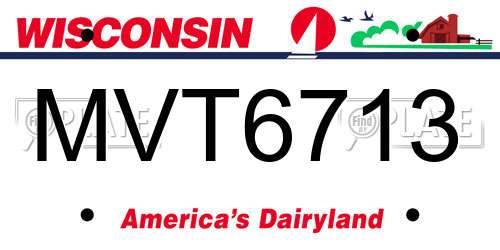 MVT6713 Wisconsin License Plate