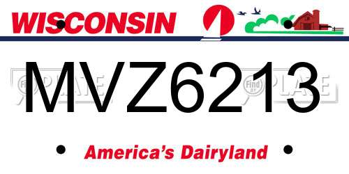 MVZ6213 Wisconsin License Plate