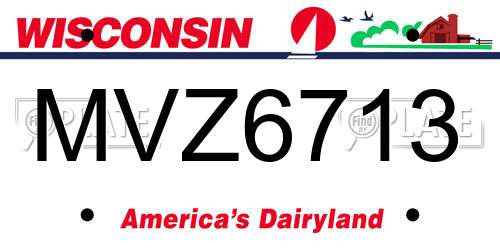 MVZ6713 Wisconsin License Plate